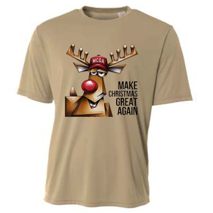 Women Funny Make Christmas Great Again Reindeer Trump Election Win Cooling Performance Crew T-Shirt