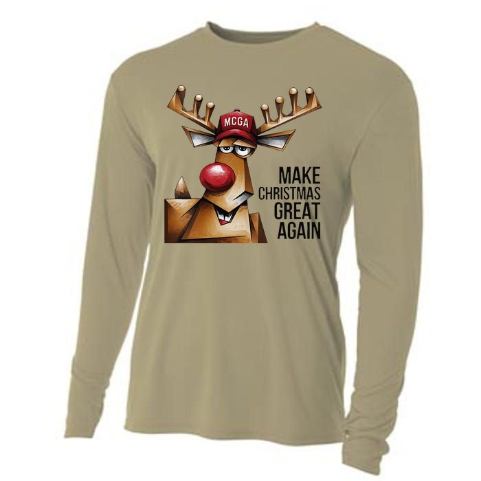 Women Funny Make Christmas Great Again Reindeer Trump Election Win Cooling Performance Long Sleeve Crew