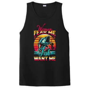 Women Fear Me Fish Want Me Funny Fishing Sunset Fisherman PosiCharge Competitor Tank