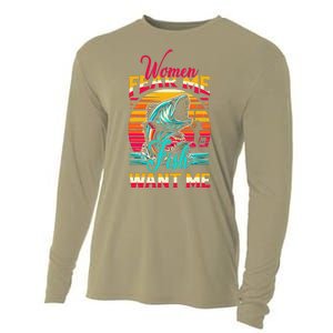 Women Fear Me Fish Want Me Funny Fishing Sunset Fisherman Cooling Performance Long Sleeve Crew