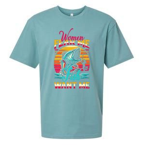 Women Fear Me Fish Want Me Funny Fishing Sunset Fisherman Sueded Cloud Jersey T-Shirt