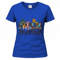 Western Farm Mama With Pigs And Sunflower MotherS Day Funny Gift Funny Gift Women's T-Shirt