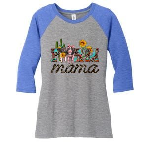 Western Farm Mama With Pigs And Sunflower MotherS Day Funny Gift Funny Gift Women's Tri-Blend 3/4-Sleeve Raglan Shirt