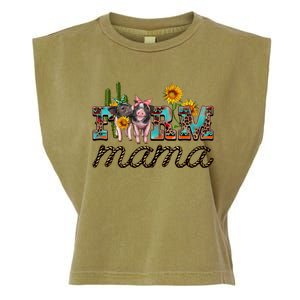 Western Farm Mama With Pigs And Sunflower MotherS Day Funny Gift Funny Gift Garment-Dyed Women's Muscle Tee