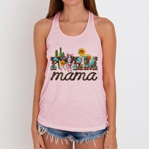 Western Farm Mama With Pigs And Sunflower MotherS Day Funny Gift Funny Gift Women's Knotted Racerback Tank