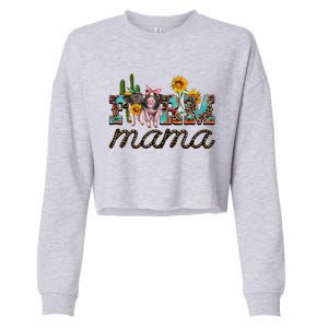 Western Farm Mama With Pigs And Sunflower MotherS Day Funny Gift Funny Gift Cropped Pullover Crew