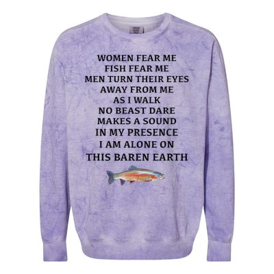 Woman Fear Me Fish Fear Me Turn Their Eyes Away From Me Colorblast Crewneck Sweatshirt