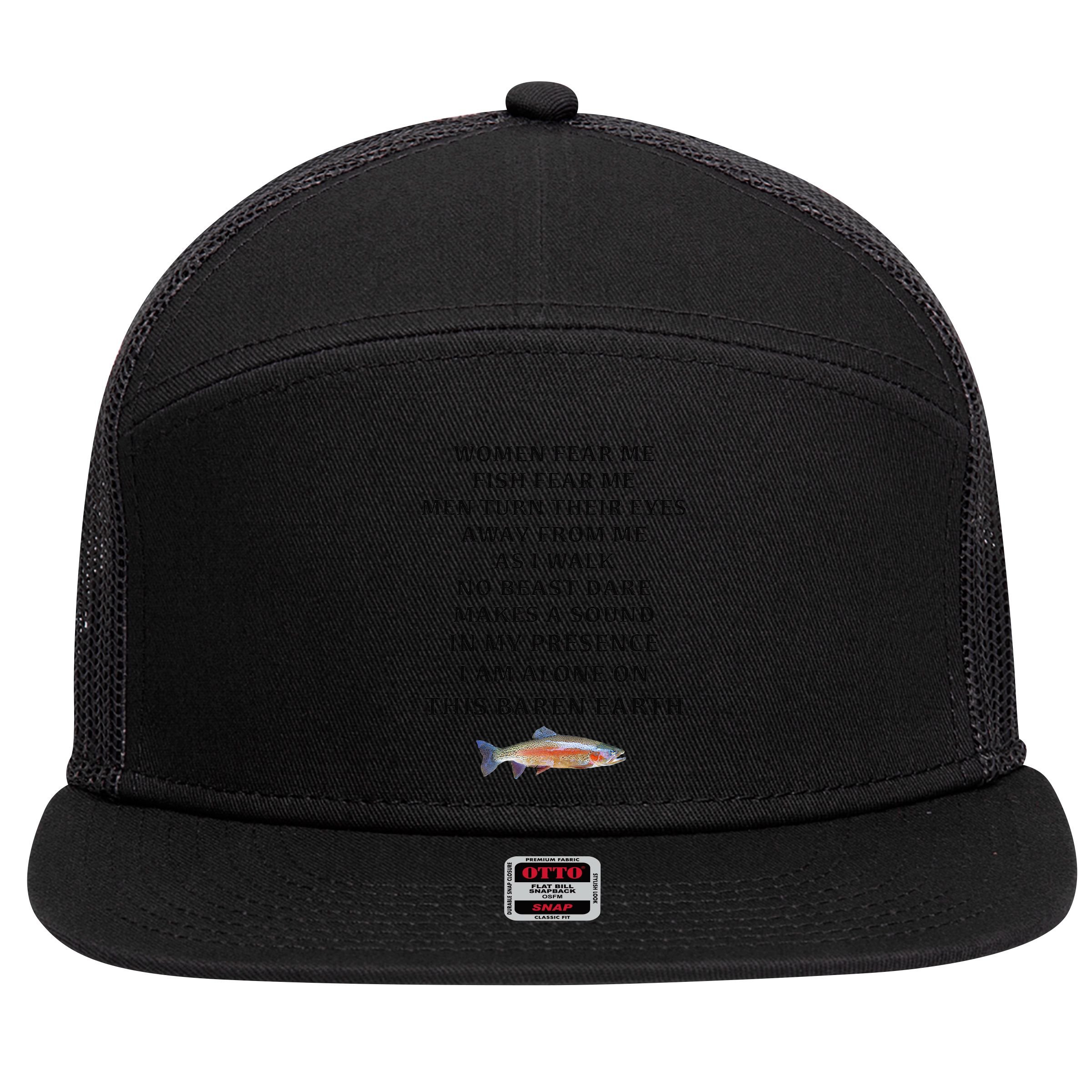 Woman Fear Me Fish Fear Me Turn Their Eyes Away From Me 7 Panel Mesh Trucker Snapback Hat