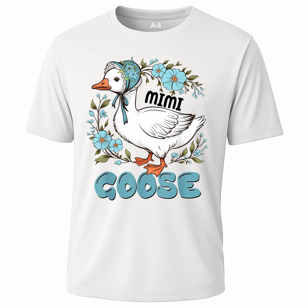Women Floral Mimi Goose Mom Mother's Day Silly Goose Family Cooling Performance Crew T-Shirt