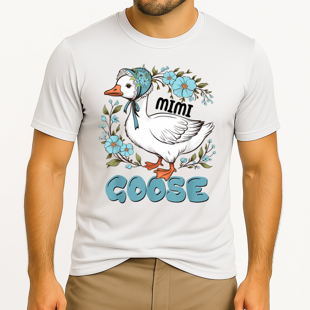 Women Floral Mimi Goose Mom Mother's Day Silly Goose Family Cooling Performance Crew T-Shirt