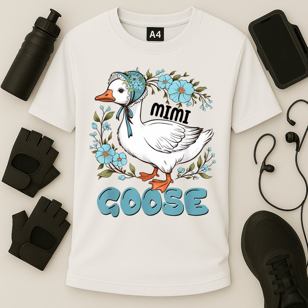 Women Floral Mimi Goose Mom Mother's Day Silly Goose Family Cooling Performance Crew T-Shirt