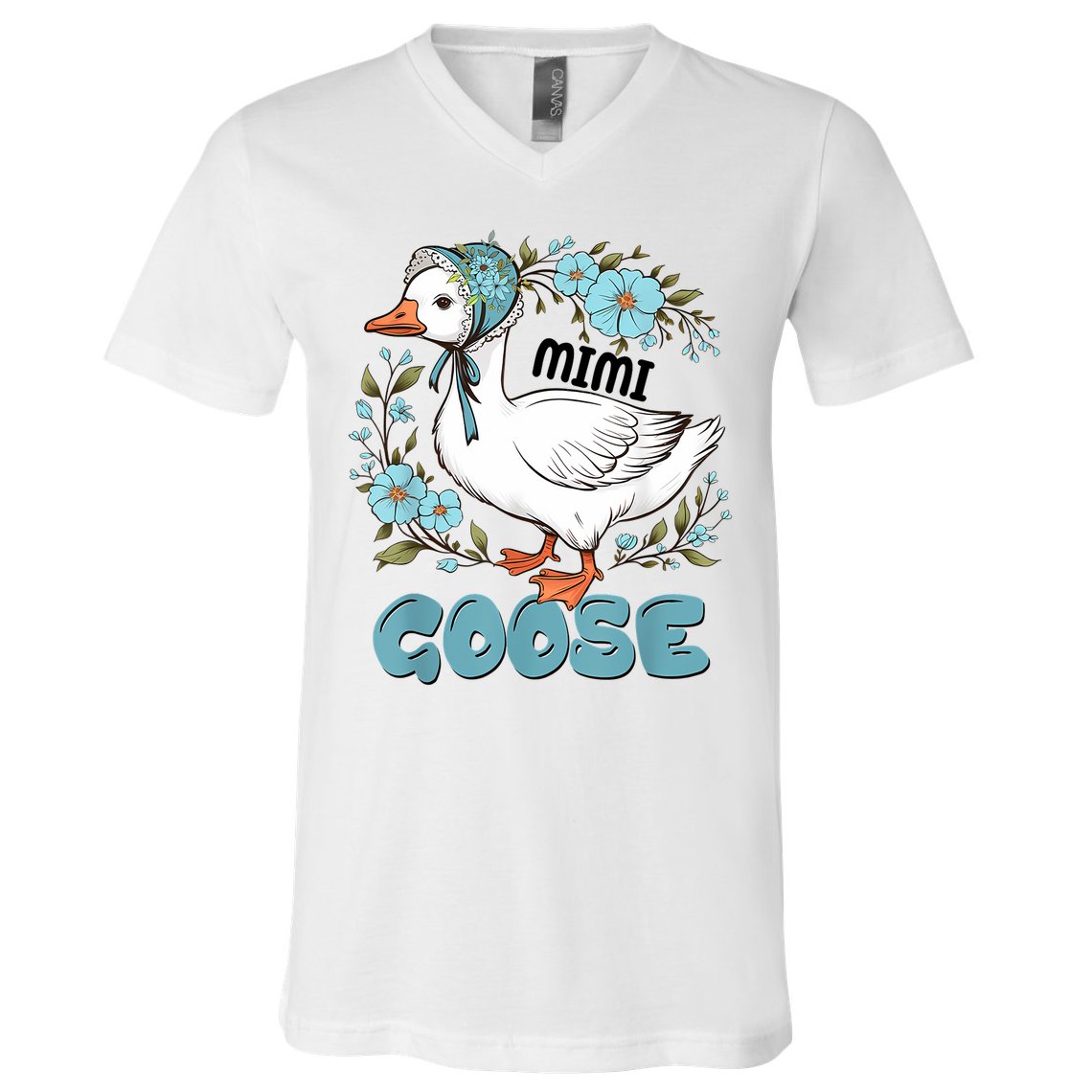 Women Floral Mimi Goose Mom Mother's Day Silly Goose Family V-Neck T-Shirt