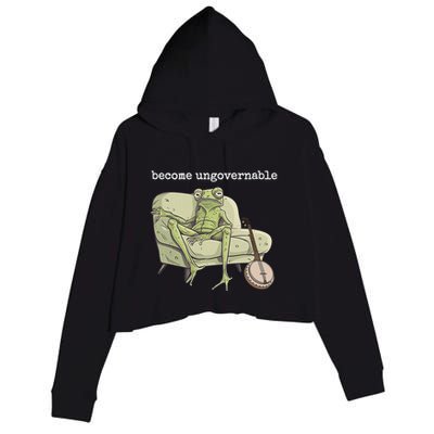 Weird Frog Meme Stupid Cursed Toad Become Ungovernable Crop Fleece Hoodie