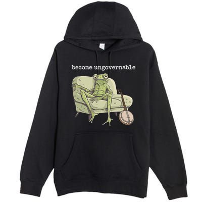 Weird Frog Meme Stupid Cursed Toad Become Ungovernable Premium Pullover Hoodie