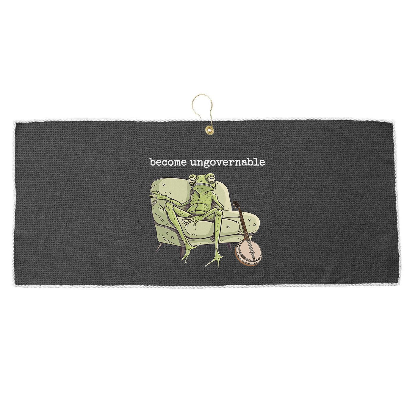 Weird Frog Meme Stupid Cursed Toad Become Ungovernable Large Microfiber Waffle Golf Towel