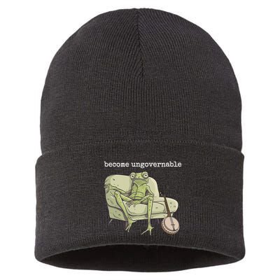 Weird Frog Meme Stupid Cursed Toad Become Ungovernable Sustainable Knit Beanie