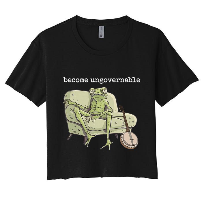 Weird Frog Meme Stupid Cursed Toad Become Ungovernable Women's Crop Top Tee