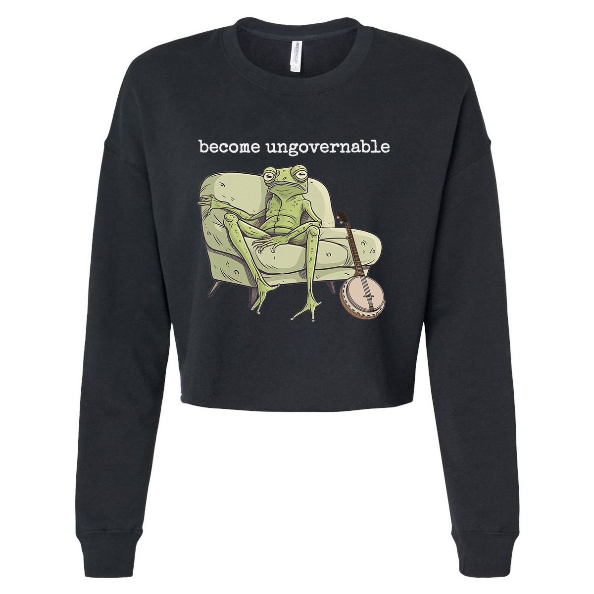 Weird Frog Meme Stupid Cursed Toad Become Ungovernable Cropped Pullover Crew