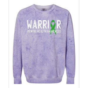 Warrior Fighter Mental Health Awareness Month Green Ribbon Colorblast Crewneck Sweatshirt