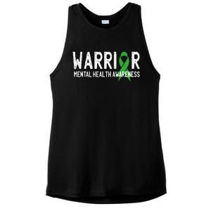 Warrior Fighter Mental Health Awareness Month Green Ribbon Ladies PosiCharge Tri-Blend Wicking Tank