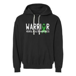 Warrior Fighter Mental Health Awareness Month Green Ribbon Garment-Dyed Fleece Hoodie