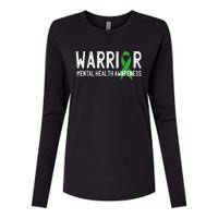 Warrior Fighter Mental Health Awareness Month Green Ribbon Womens Cotton Relaxed Long Sleeve T-Shirt