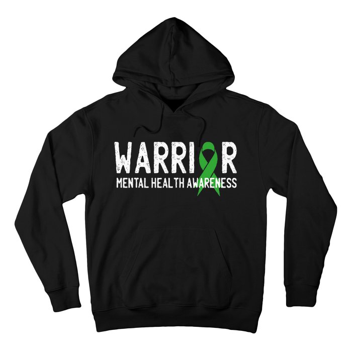 Warrior Fighter Mental Health Awareness Month Green Ribbon Hoodie