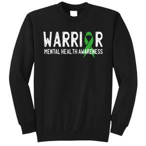 Warrior Fighter Mental Health Awareness Month Green Ribbon Sweatshirt