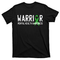 Warrior Fighter Mental Health Awareness Month Green Ribbon T-Shirt