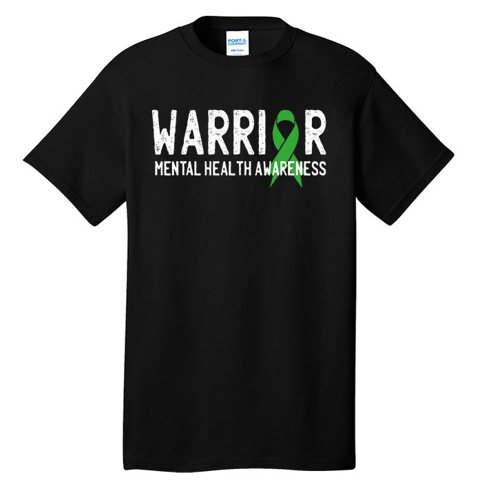 Warrior Fighter Mental Health Awareness Month Green Ribbon Tall T-Shirt