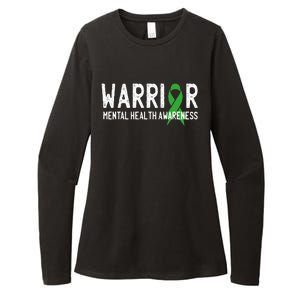 Warrior Fighter Mental Health Awareness Month Green Ribbon Womens CVC Long Sleeve Shirt