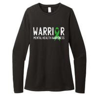 Warrior Fighter Mental Health Awareness Month Green Ribbon Womens CVC Long Sleeve Shirt