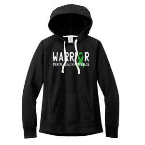 Warrior Fighter Mental Health Awareness Month Green Ribbon Women's Fleece Hoodie