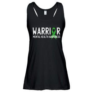 Warrior Fighter Mental Health Awareness Month Green Ribbon Ladies Essential Flowy Tank