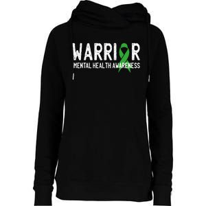 Warrior Fighter Mental Health Awareness Month Green Ribbon Womens Funnel Neck Pullover Hood