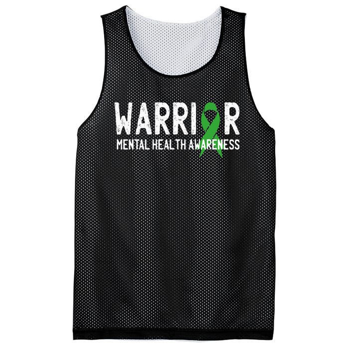 Warrior Fighter Mental Health Awareness Month Green Ribbon Mesh Reversible Basketball Jersey Tank