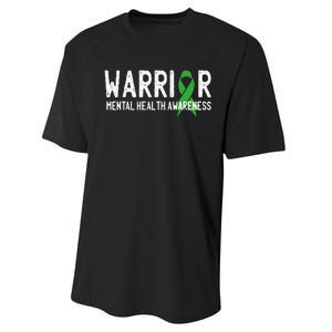 Warrior Fighter Mental Health Awareness Month Green Ribbon Performance Sprint T-Shirt