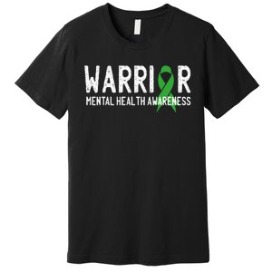 Warrior Fighter Mental Health Awareness Month Green Ribbon Premium T-Shirt