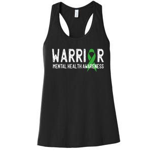 Warrior Fighter Mental Health Awareness Month Green Ribbon Women's Racerback Tank