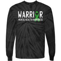 Warrior Fighter Mental Health Awareness Month Green Ribbon Tie-Dye Long Sleeve Shirt