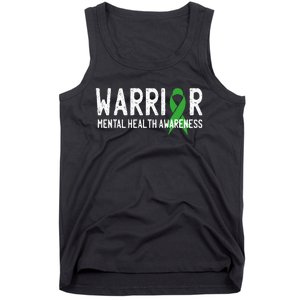 Warrior Fighter Mental Health Awareness Month Green Ribbon Tank Top