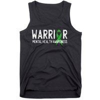 Warrior Fighter Mental Health Awareness Month Green Ribbon Tank Top