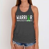 Warrior Fighter Mental Health Awareness Month Green Ribbon Women's Knotted Racerback Tank