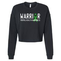 Warrior Fighter Mental Health Awareness Month Green Ribbon Cropped Pullover Crew