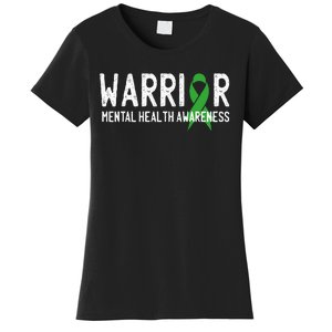 Warrior Fighter Mental Health Awareness Month Green Ribbon Women's T-Shirt