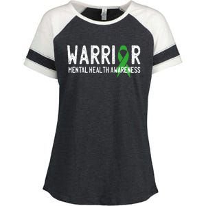 Warrior Fighter Mental Health Awareness Month Green Ribbon Enza Ladies Jersey Colorblock Tee