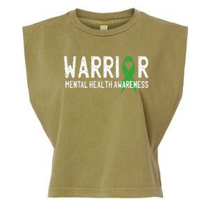 Warrior Fighter Mental Health Awareness Month Green Ribbon Garment-Dyed Women's Muscle Tee