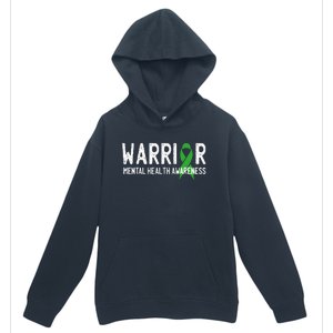 Warrior Fighter Mental Health Awareness Month Green Ribbon Urban Pullover Hoodie