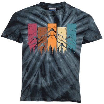 Wildlife Forest Nature Trees Retro Outdoors Mountains Hiking Kids Tie-Dye T-Shirt