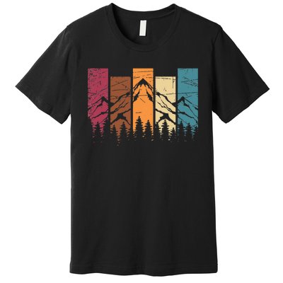 Wildlife Forest Nature Trees Retro Outdoors Mountains Hiking Premium T-Shirt